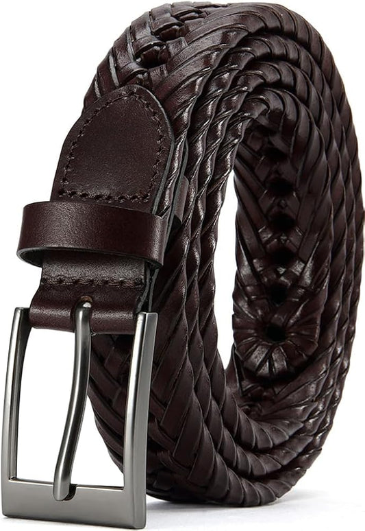 Mens Belts, Braided Leather Dress Belt,Woven Braided Belts for Gift Men Casual Jeans Golf